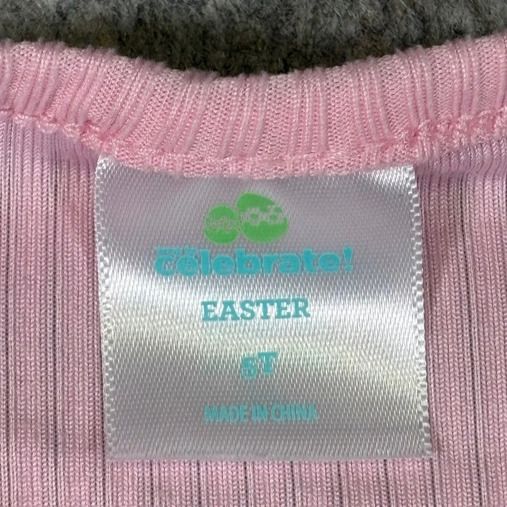 Girls 5T Easter Dress Pink Ribbed‎ Bunny Sunglasses Tutu Tulles Celebrate Easter